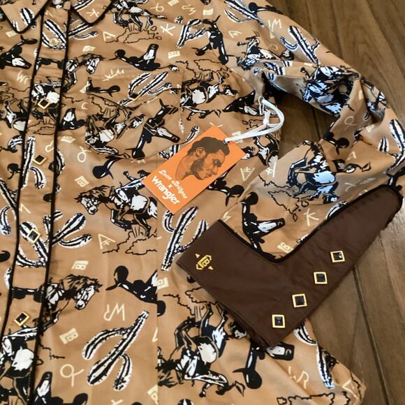 Wrangler X Leon Bridges Western cotton Shirt In Brown white cactus Horse L NWT - Picture 9 of 10